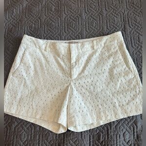 Banana Republic White Eyelet Cotton Lined Shorts Size 6